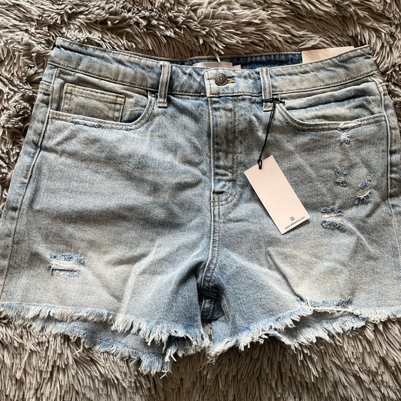 High Rise Distressed Denim Shorts - XL - Light Wash Denim - Picture 4 of 7